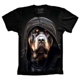 Camiseta Cachorro Rottweiler Com Toca Malandro