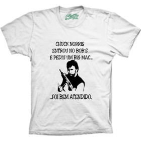 Camiseta Chuck Norris Big Mac- AZUL MARINHO (Silk Branco) - Tamanho: G [Última Peça - Liquidação]