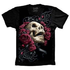 Camiseta Skull Caveira Flowers Rosas