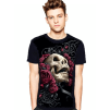 Camiseta Skull Caveira Flowers Rosas