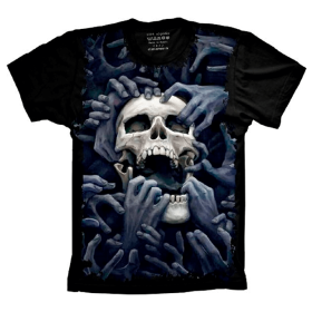 Camiseta Skull Caveira Mãos Hands