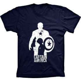 Camiseta Capitão América Silhueta - BABY LOOK - Tamanho: PP [Última Peça - Liquidação]